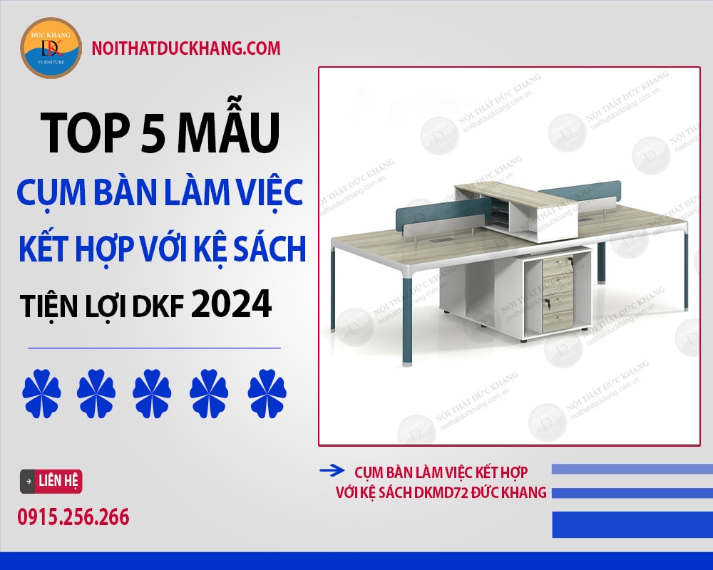 Cụm bàn làm việc kết hợp với kệ sách DKMD72 Đức Khang