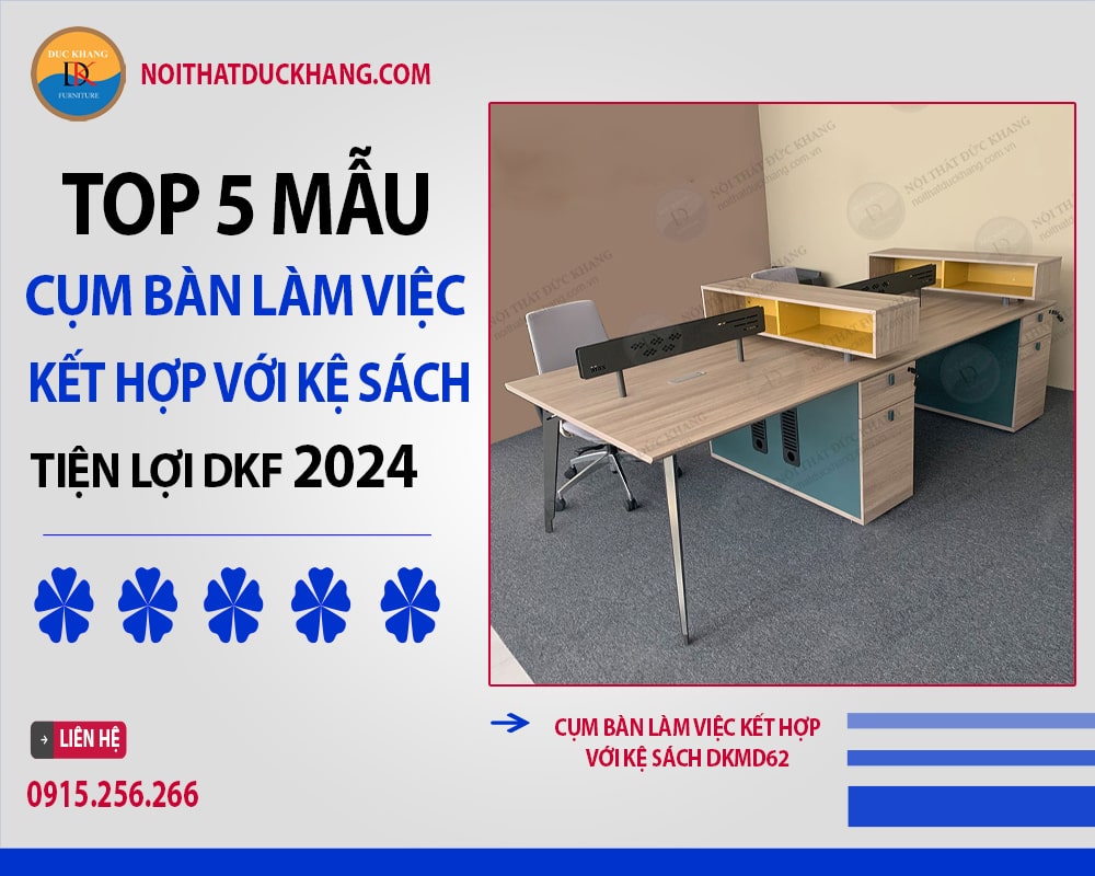 Cụm bàn làm việc kết hợp với kệ sách DKMD62