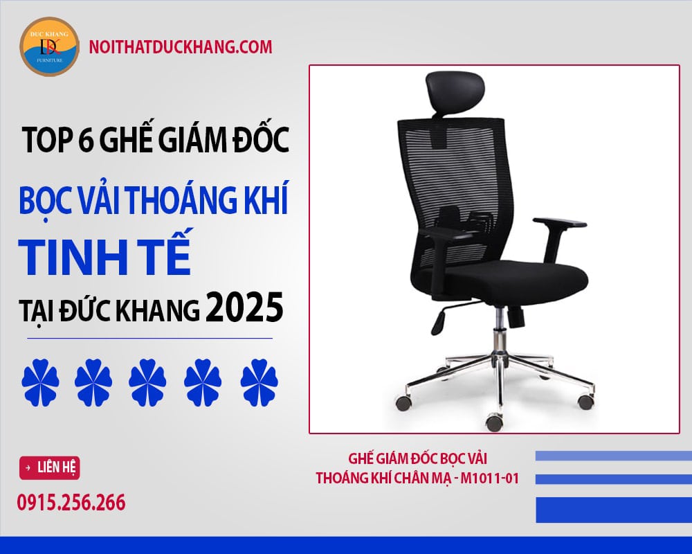 Ghế giám đốc bọc vải thoáng khí chân mạ - M1011-01 Ghế giám đốc bọc vải thoáng khí chân mạ - M1011-01