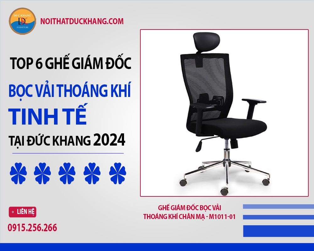 Ghế giám đốc bọc vải thoáng khí chân mạ - M1011-01