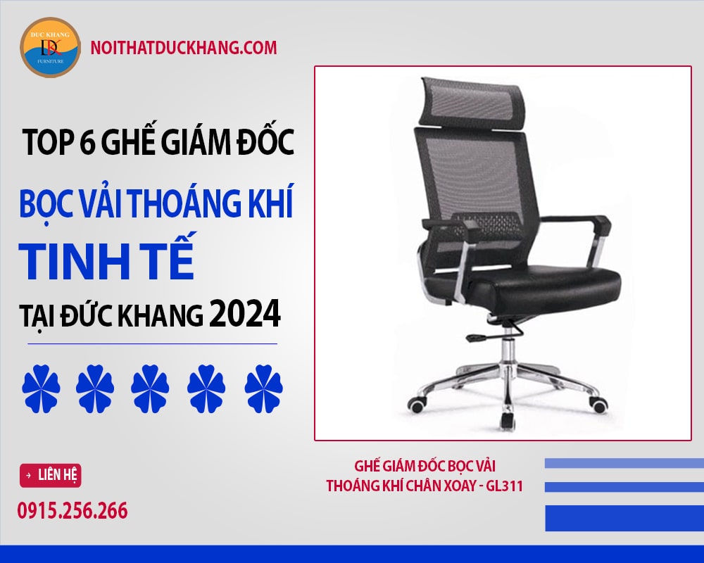 Ghế giám đốc bọc vải thoáng khí chân xoay - GL311