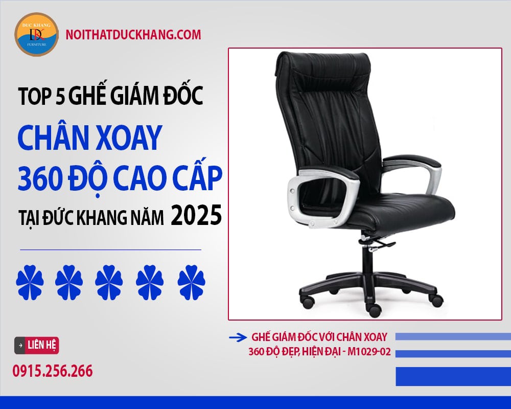 Ghế giám đốc với chân xoay 360 độ đẹp, hiện đại - M1029-02