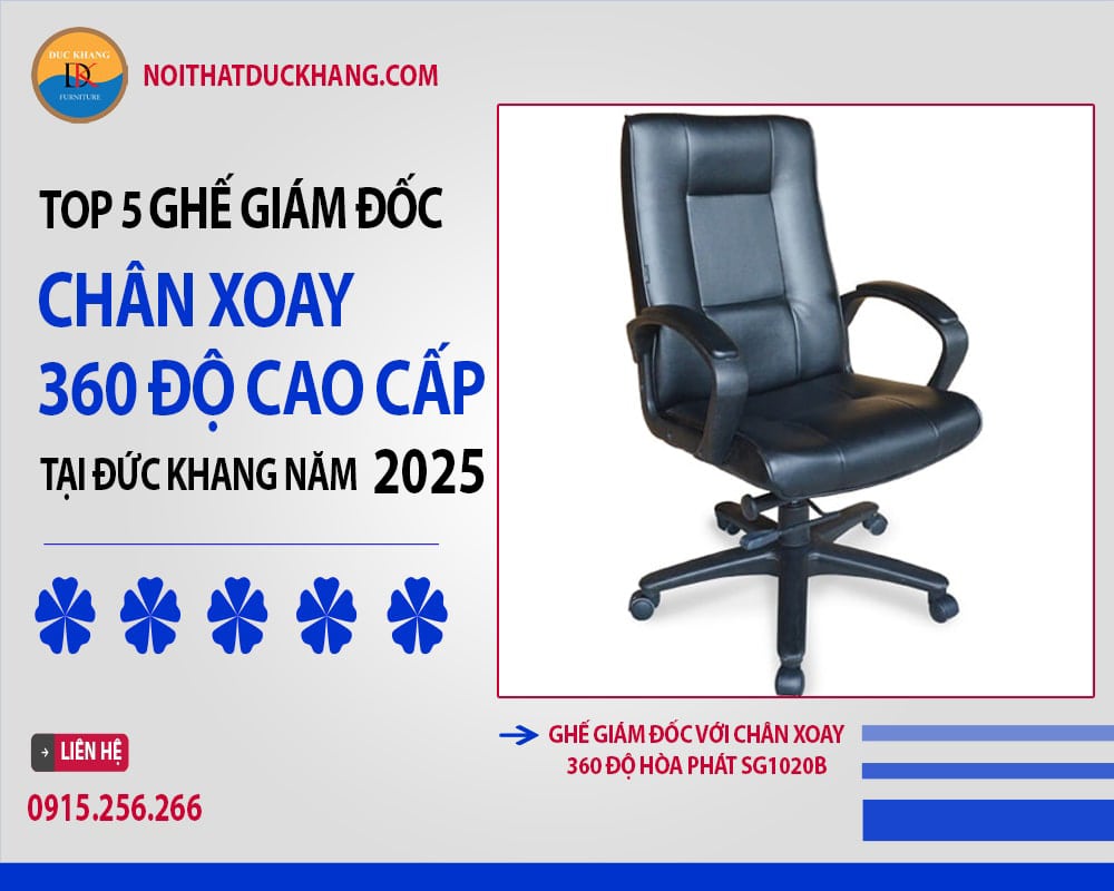 Ghế giám đốc với chân xoay 360 độ Hòa Phát SG1020B