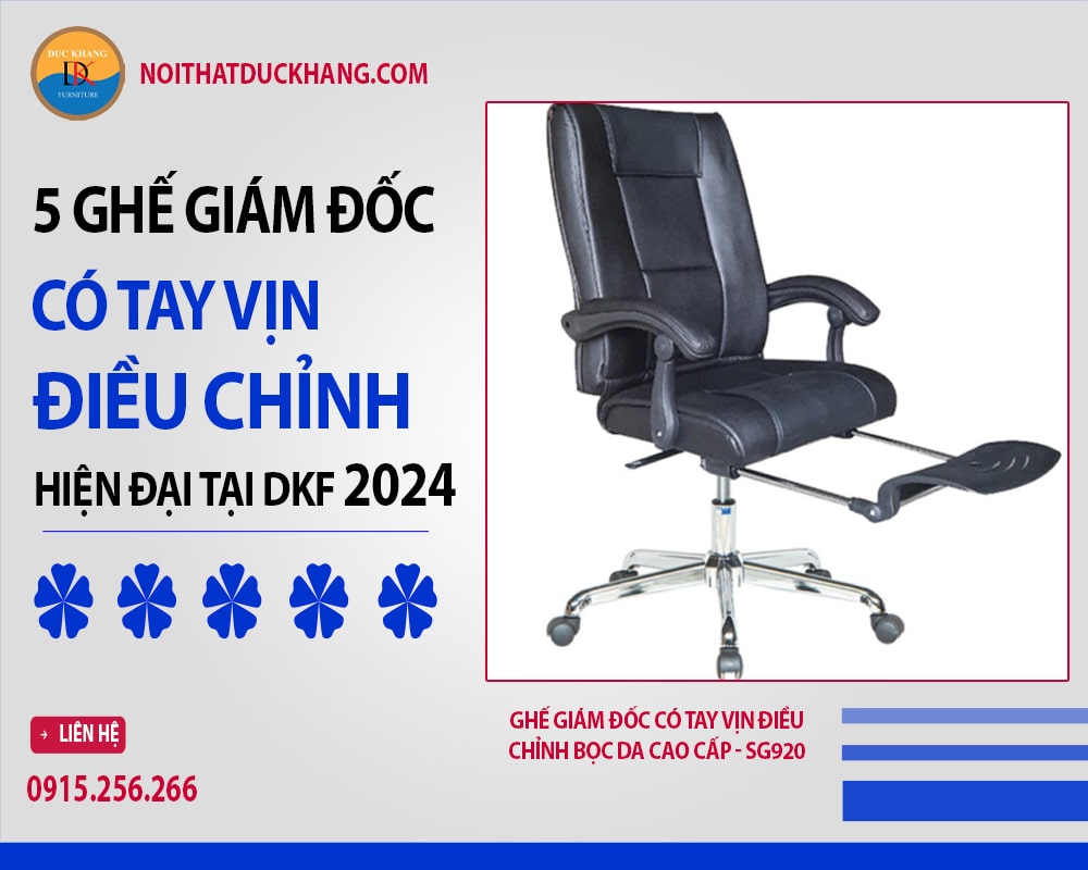 Ghế giám đốc có tay vịn điều chỉnh bọc da cao cấp - SG920