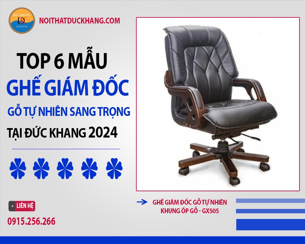 Ghế giám đốc gỗ tự nhiên khung ốp gỗ - GX505