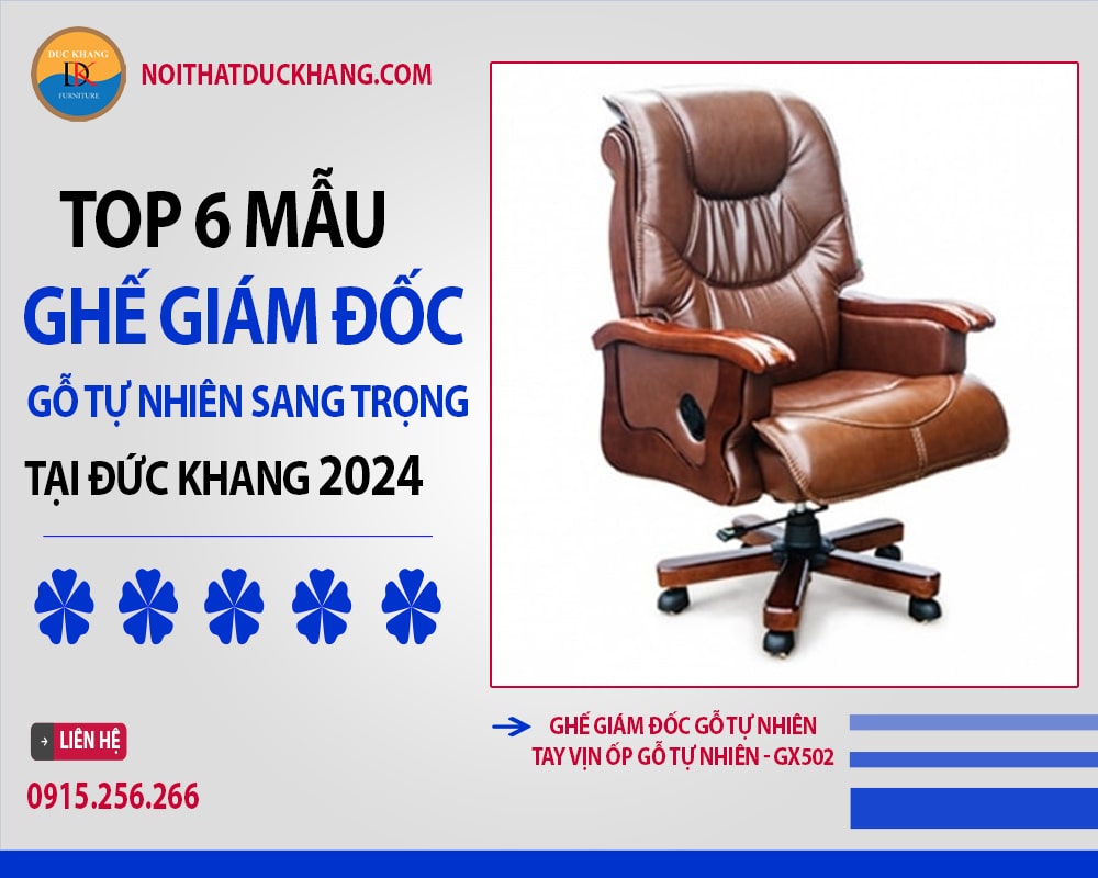 Ghế giám đốc gỗ tự nhiên tay vịn ốp gỗ tự nhiên - GX502