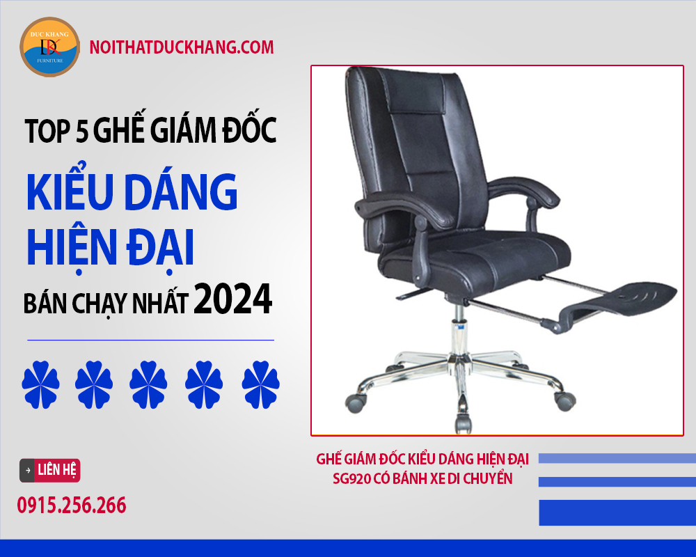 Ghế giám đốc kiểu dáng hiện đại SG920 có bánh xe di chuyển