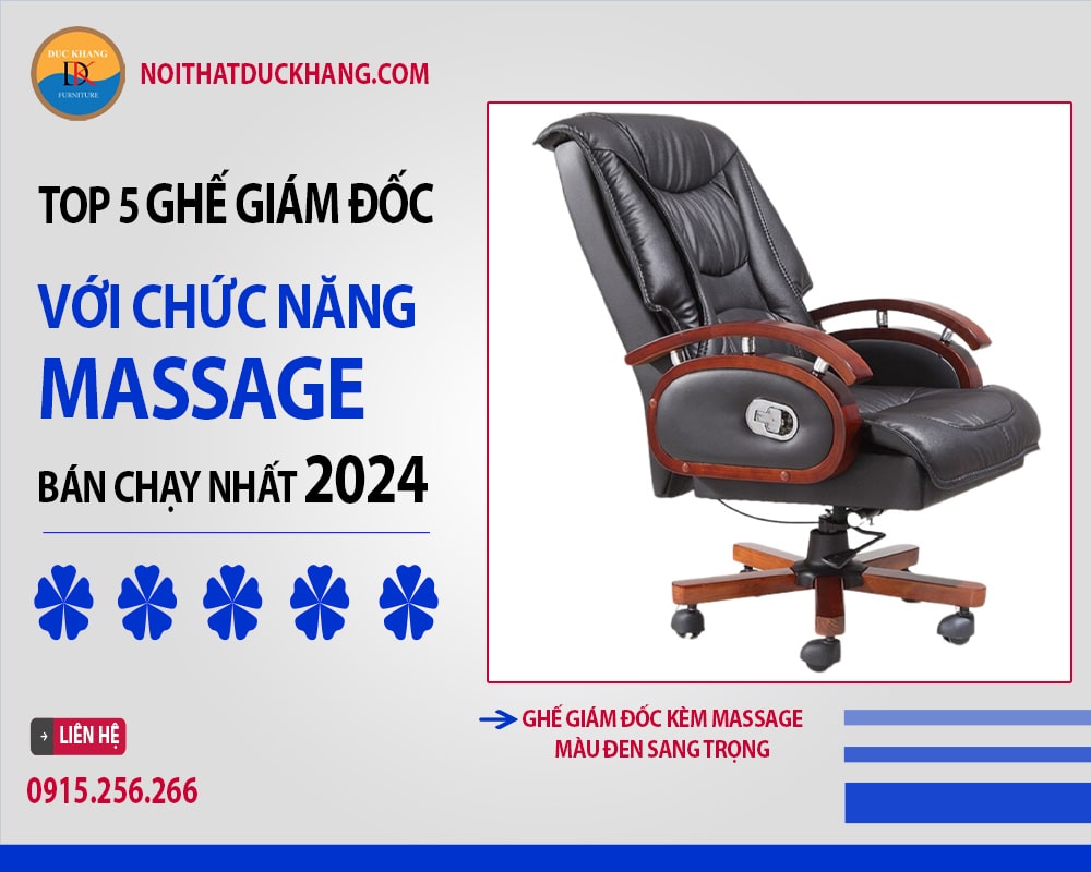 Ghế giám đốc kèm massage màu đen sang trọng