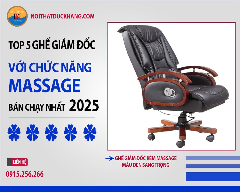 Ghế giám đốc kèm massage màu đen sang trọng Ghế giám đốc kèm massage màu đen sang trọng