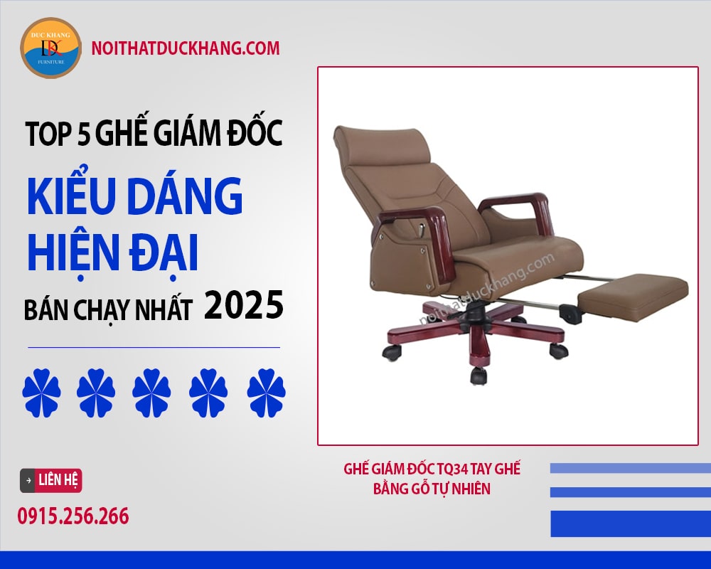 Ghế giám đốc TQ34 tay ghế bằng gỗ tự nhiên
