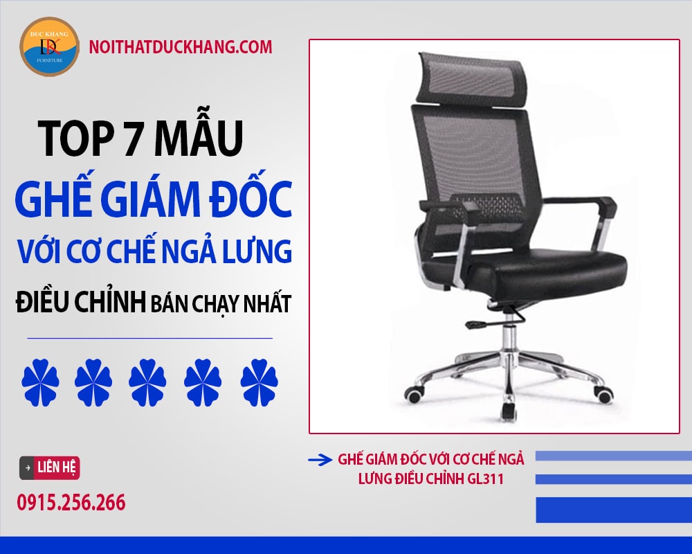 Ghế giám đốc với cơ chế ngả lưng điều chỉnh GL311