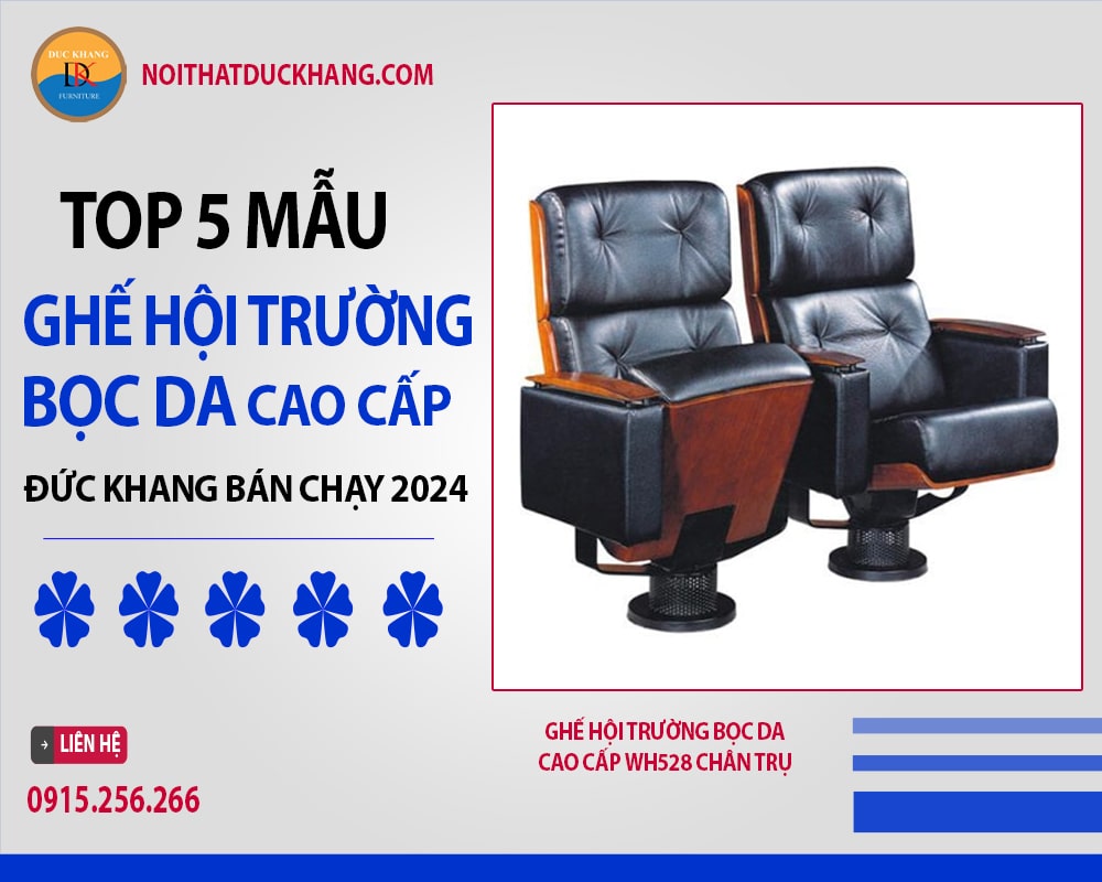 Ghế hội trường bọc da cao cấp WH528 chân trụ