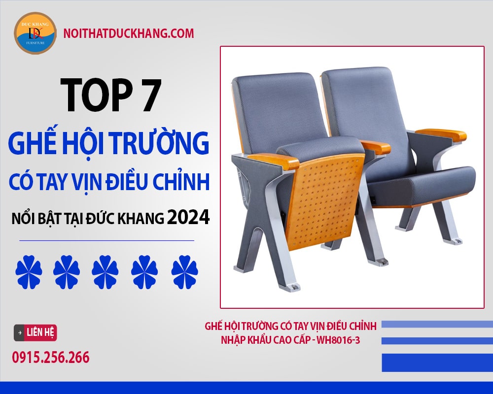 Ghế hội trường có tay vịn điều chỉnh nhập khẩu cao cấp - WH8016-3