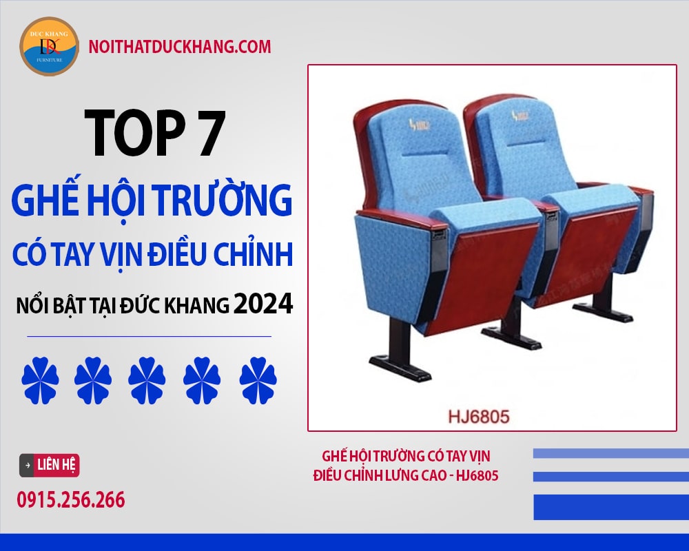 Ghế hội trường có tay vịn điều chỉnh lưng cao - HJ6805