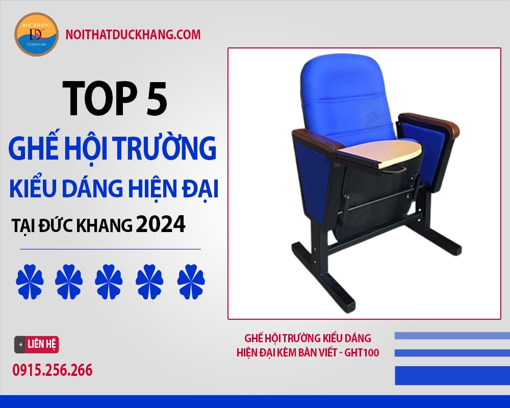 Ghế hội trường kiểu dáng hiện đại kèm bàn viết - GHT100