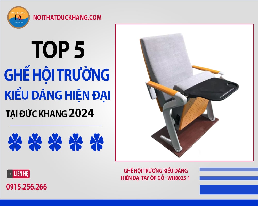 Ghế hội trường kiểu dáng hiện đại tay ốp gỗ - WH8025-1