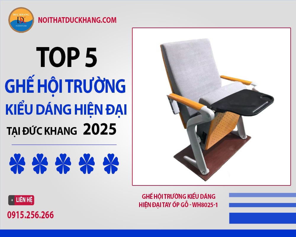 Ghế hội trường kiểu dáng hiện đại tay ốp gỗ - WH8025-1 Ghế hội trường kiểu dáng hiện đại tay ốp gỗ - WH8025-1