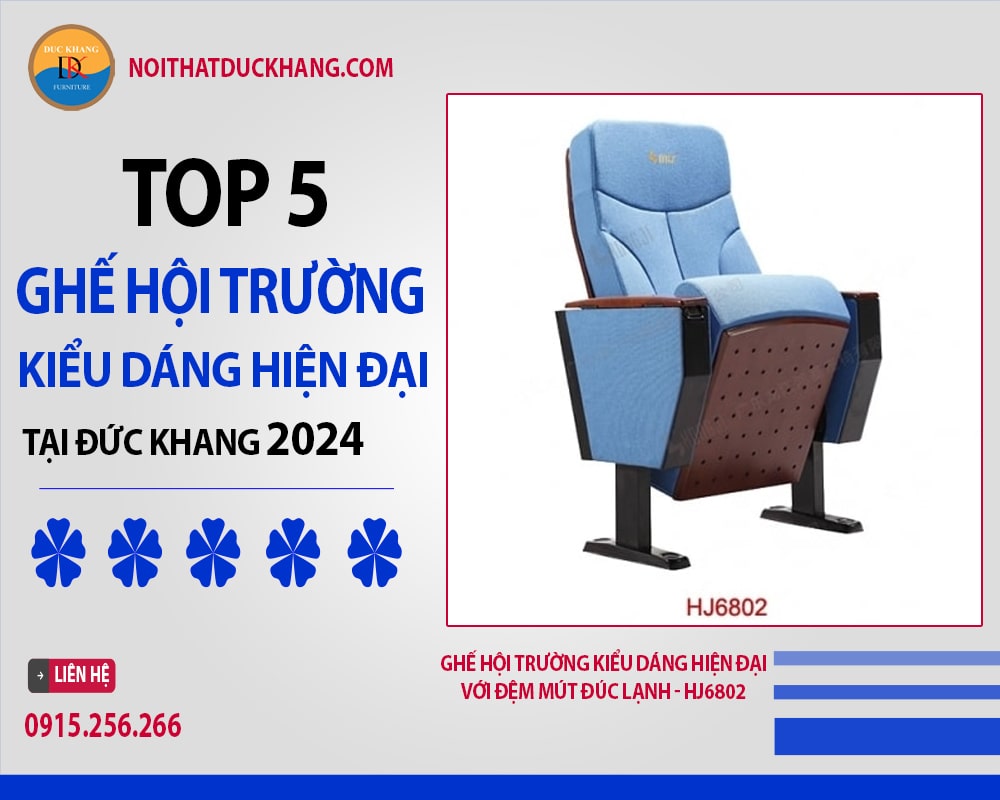 Ghế hội trường kiểu dáng hiện đại với đệm mút đúc lạnh - HJ6802