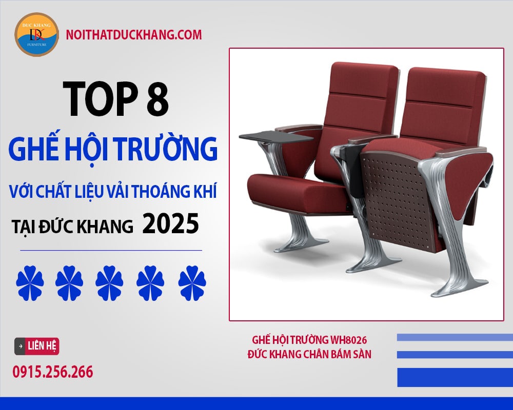 Ghế hội trường WH8026 Đức Khang chân bám sàn