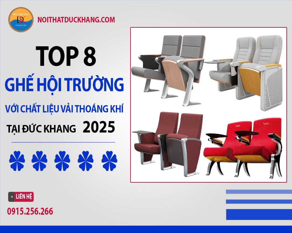8 ghế hội trường với chất liệu vải thoáng khí Đức Khang 2025