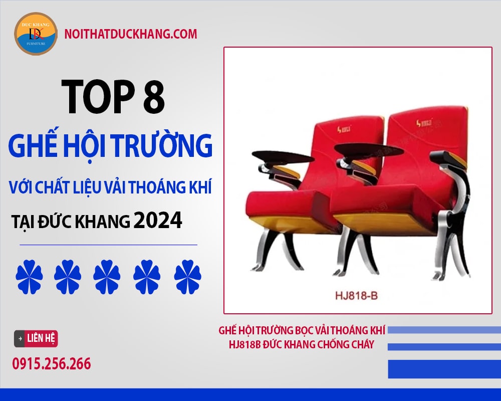 Ghế hội trường bọc vải thoáng khí HJ818B Đức Khang chống cháy