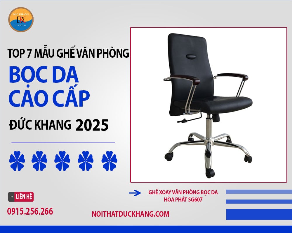 Ghế xoay văn phòng bọc da Hòa Phát SG607 Ghế xoay văn phòng bọc da Hòa Phát SG607