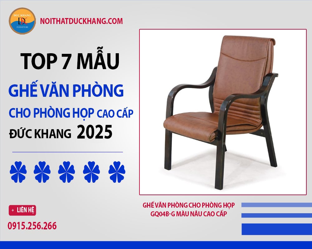 Ghế văn phòng cho phòng họp GQ04B-G màu nâu cao cấp Ghế văn phòng cho phòng họp GQ04B-G màu nâu cao cấp