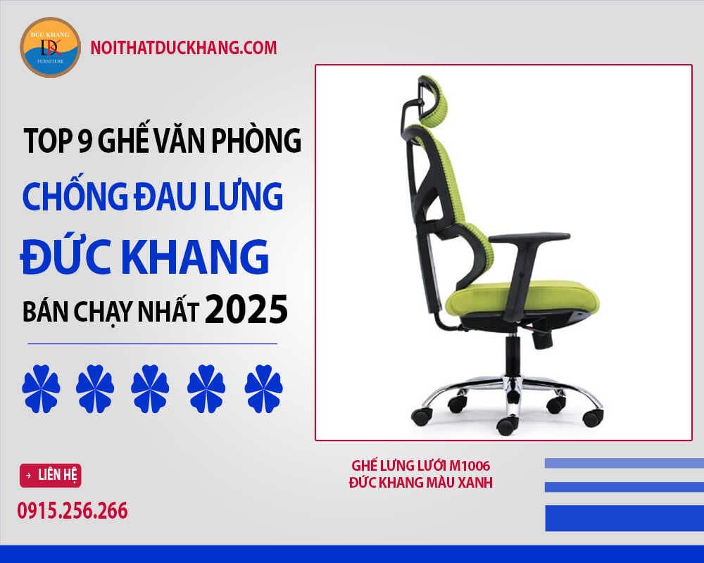 Ghế lưng lưới M1006 Đức Khang màu xanh