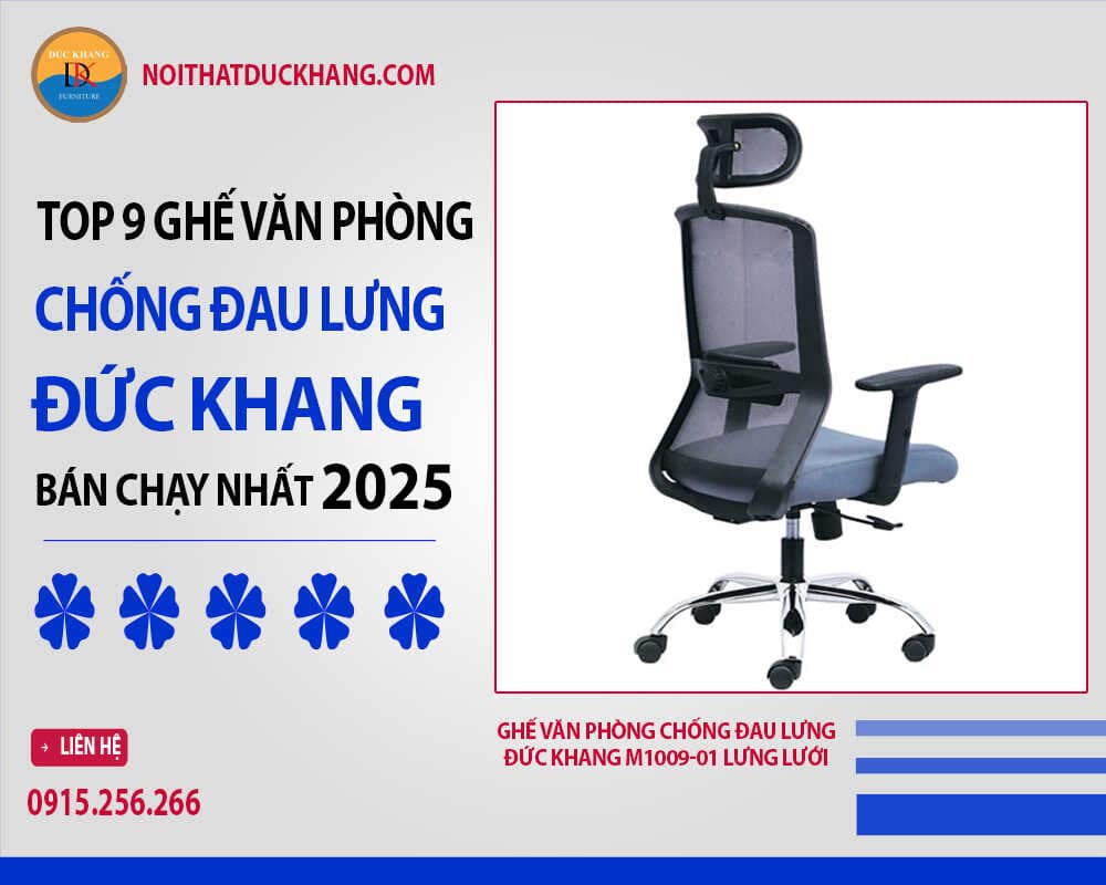 Ghế văn phòng chống đau lưng Đức Khang M1009-01 lưng lưới