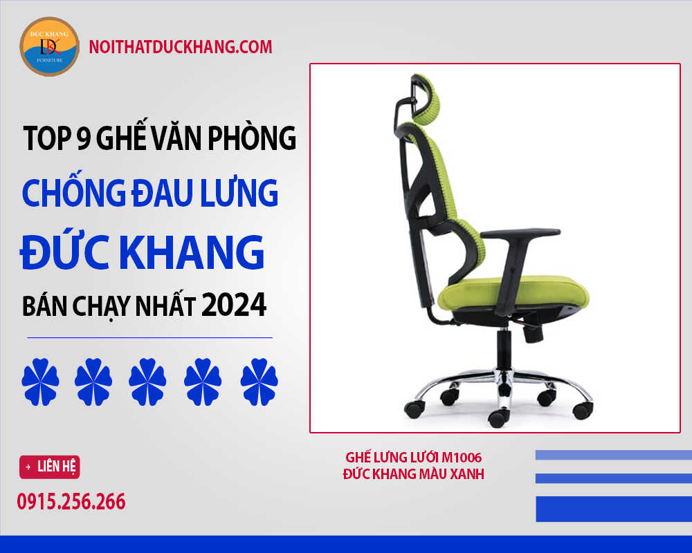 Ghế lưng lưới M1006 Đức Khang màu xanh