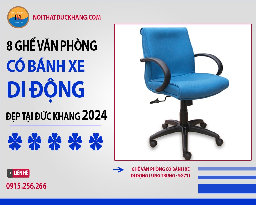 Ghế văn phòng có bánh xe di động lưng trung - SG711