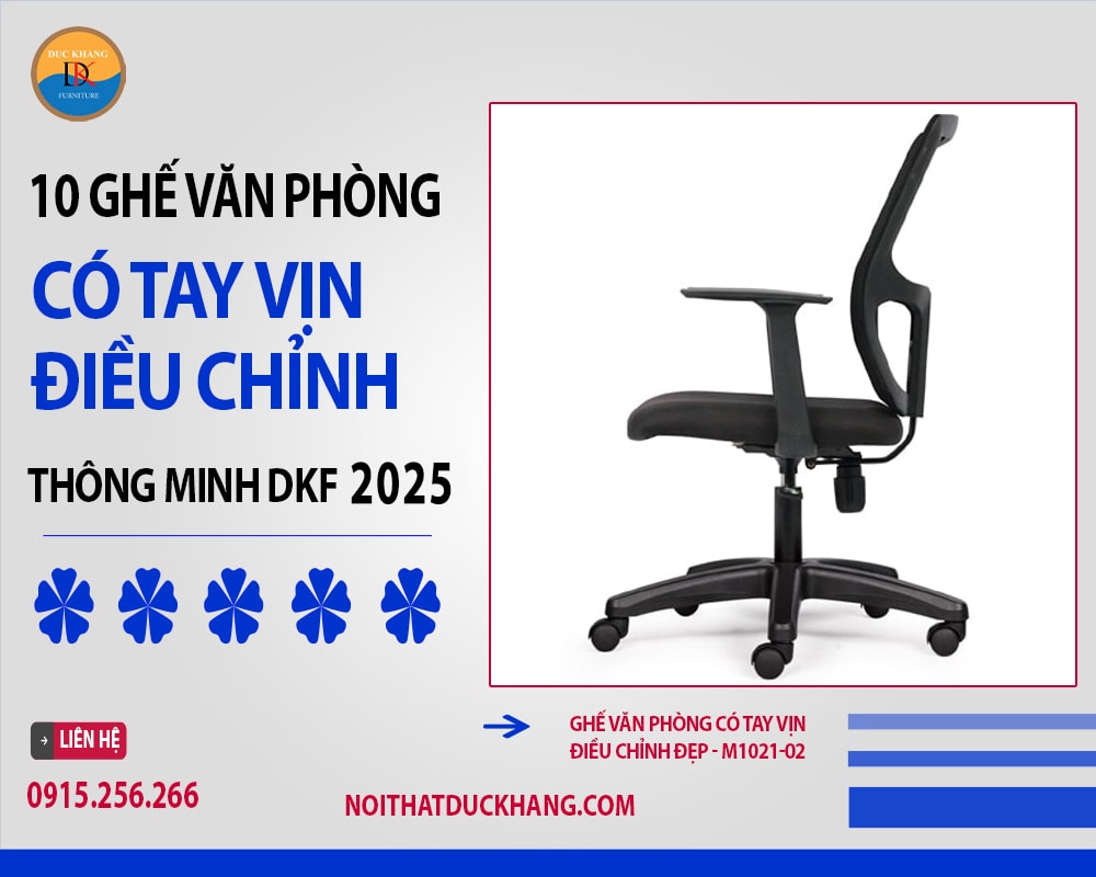 Ghế văn phòng có tay vịn điều chỉnh đẹp - M1021-02