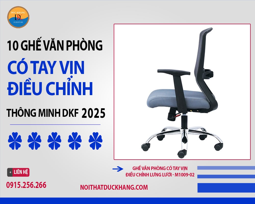 Ghế văn phòng có tay vịn điều chỉnh lưng lưới - M1009-02