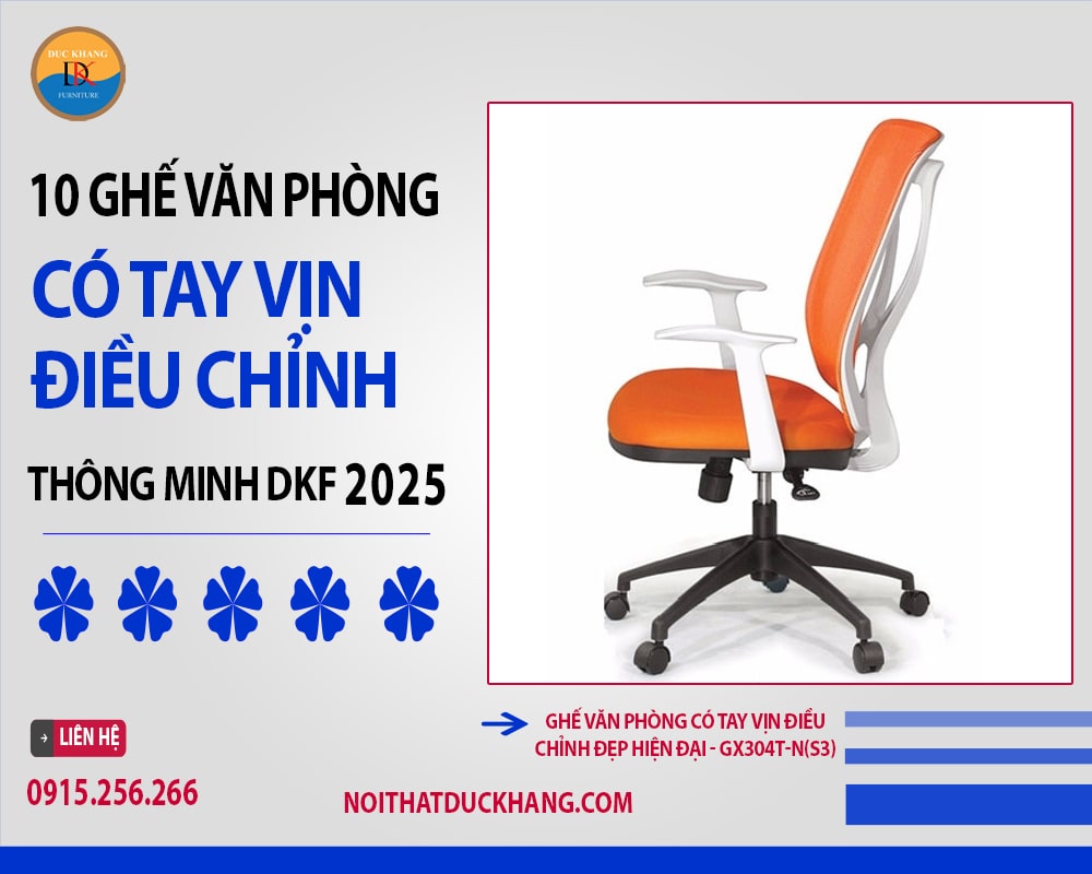 Ghế văn phòng có tay vịn điều chỉnh đẹp hiện đại - GX304T-N(S3)