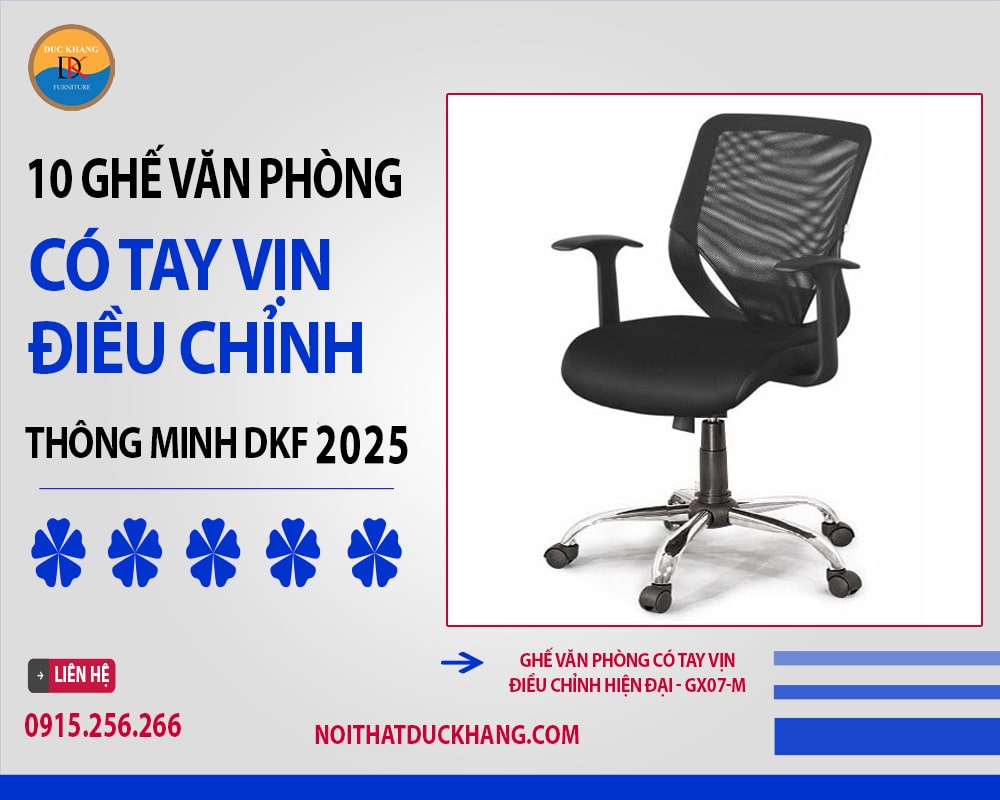 Ghế văn phòng có tay vịn điều chỉnh hiện đại - GX07-M