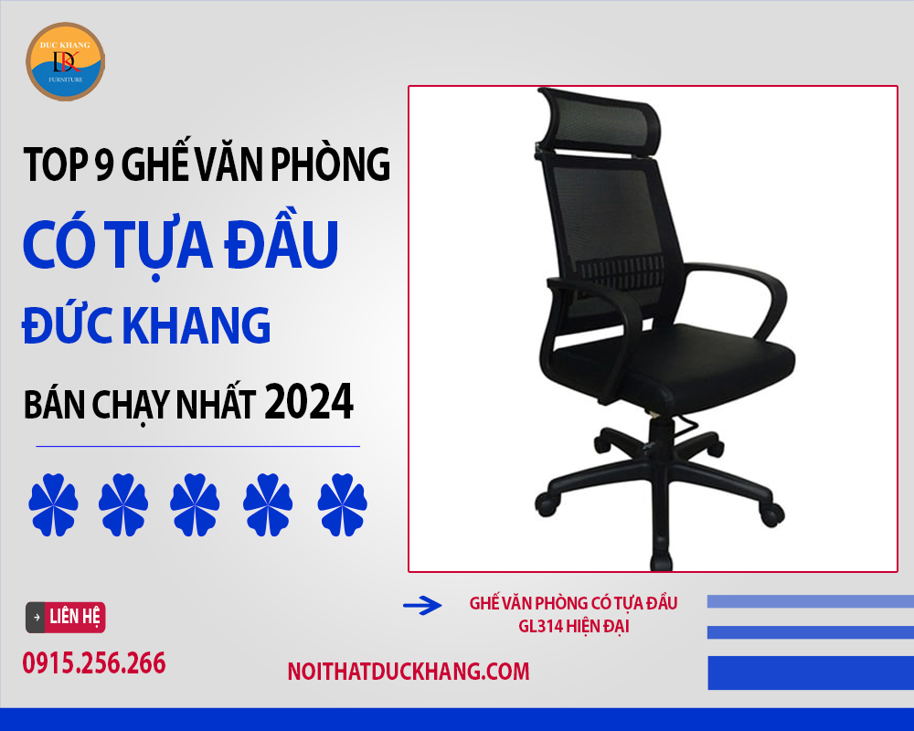 Ghế văn phòng có tựa đầu GL314 hiện đại