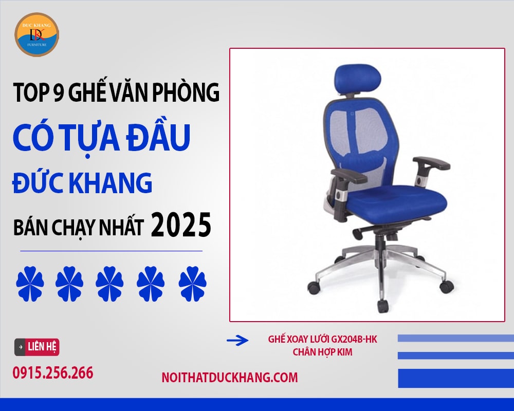 Ghế xoay lưới GX204B-HK chân hợp kim Ghế xoay lưới GX204B-HK chân hợp kim