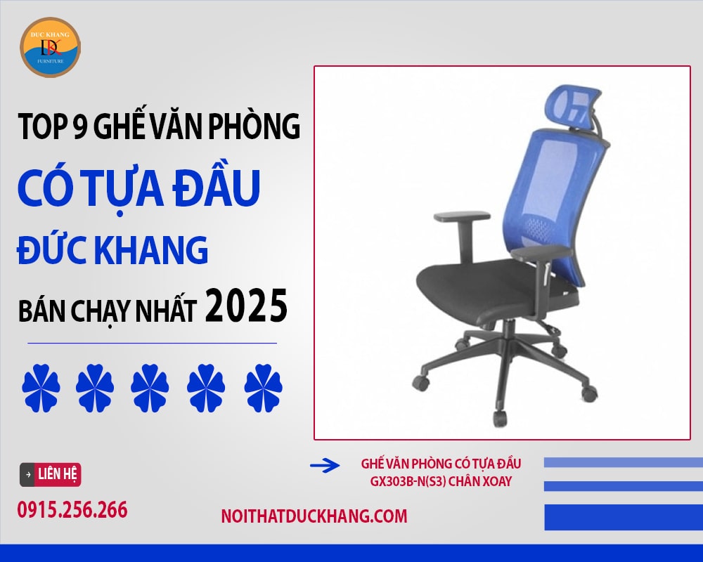 Ghế văn phòng có tựa đầu GX303B-N(S3) chân xoay Ghế văn phòng có tựa đầu GX303B-N(S3) chân xoay