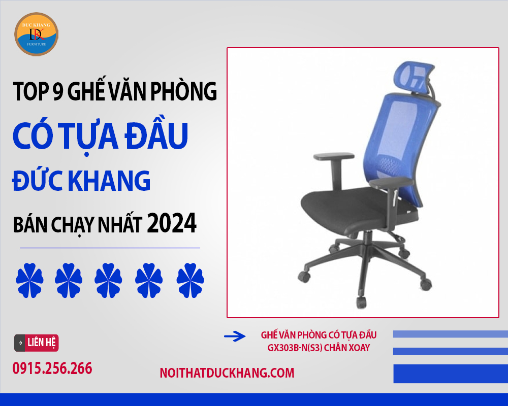 Ghế văn phòng có tựa đầu GX303B-N(S3) chân xoay