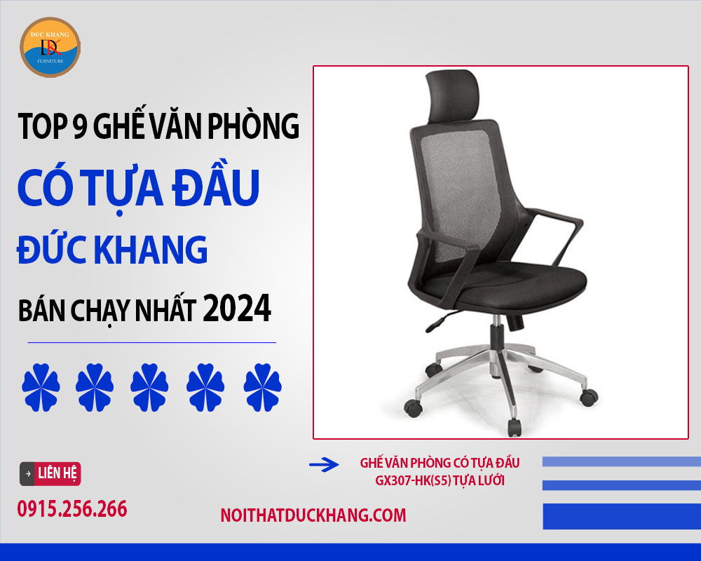 Ghế văn phòng có tựa đầu GX307-HK(S5) tựa lưới