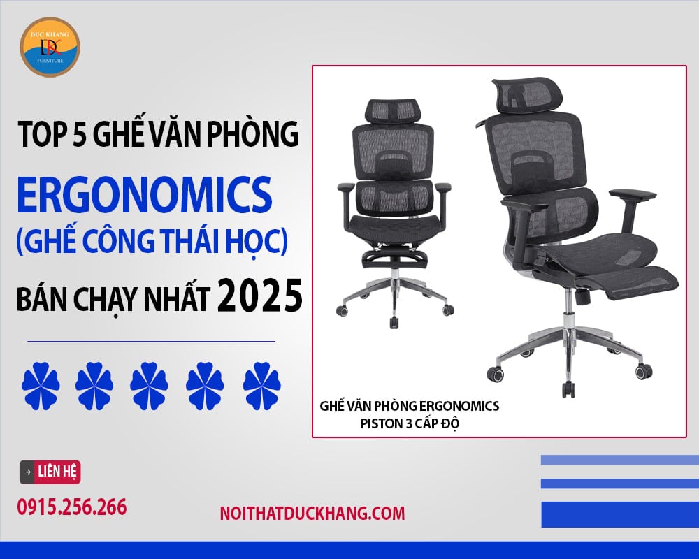 Ghế văn phòng ergonomics piston 3 cấp độ