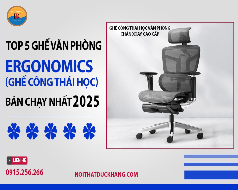 Ghế công thái học văn phòng chân xoay cao cấp