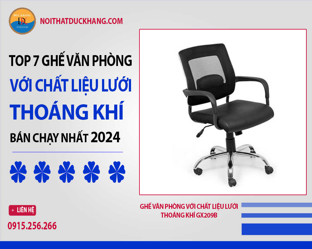 Ghế văn phòng với chất liệu lưới thoáng khí GX209B