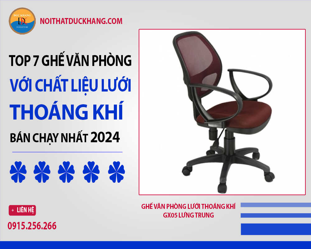 Ghế văn phòng lưới thoáng khí GX05 lưng trung