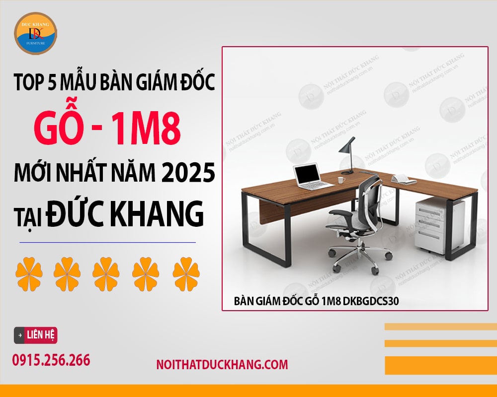 Bàn giám đốc gỗ 1m8 DKBGDCS30