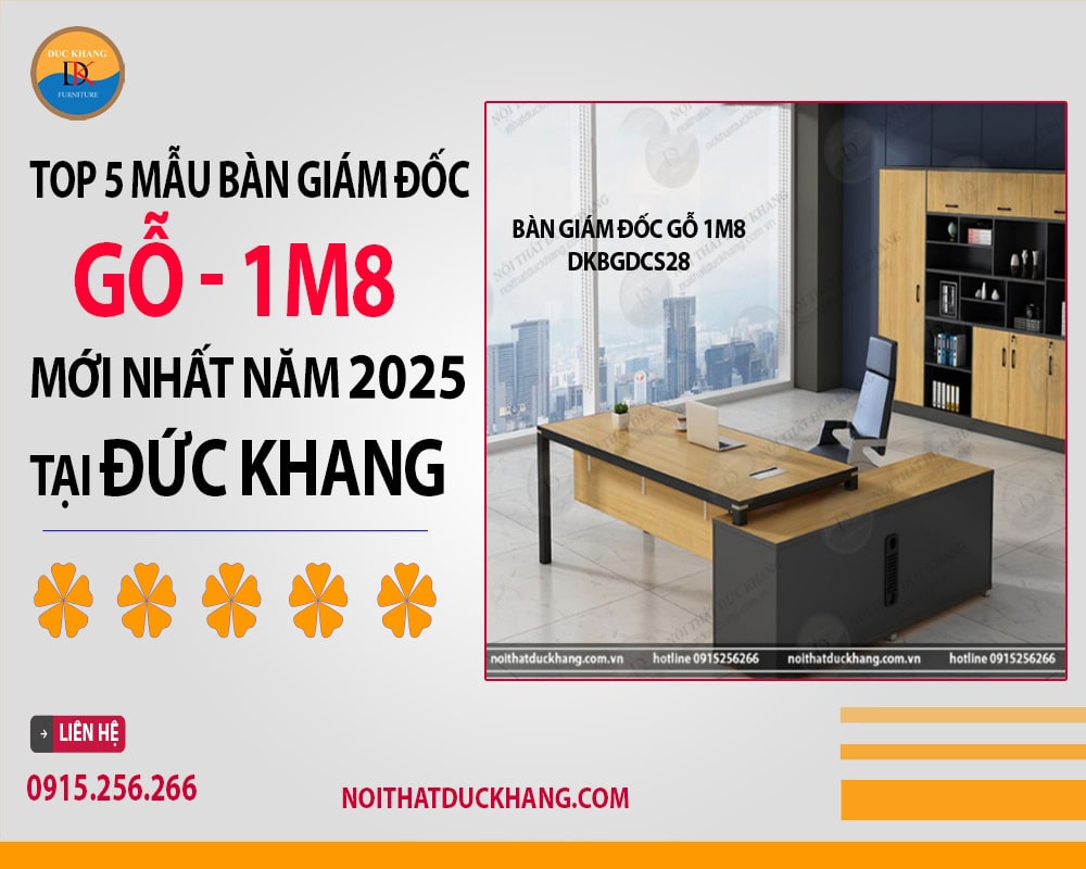 Bàn giám đốc gỗ 1m8 DKBGDCS28