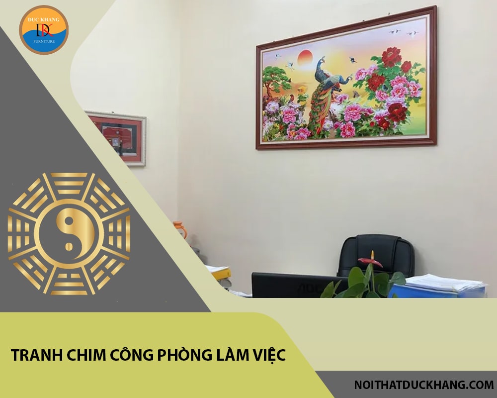 Tranh chim công phòng làm việc