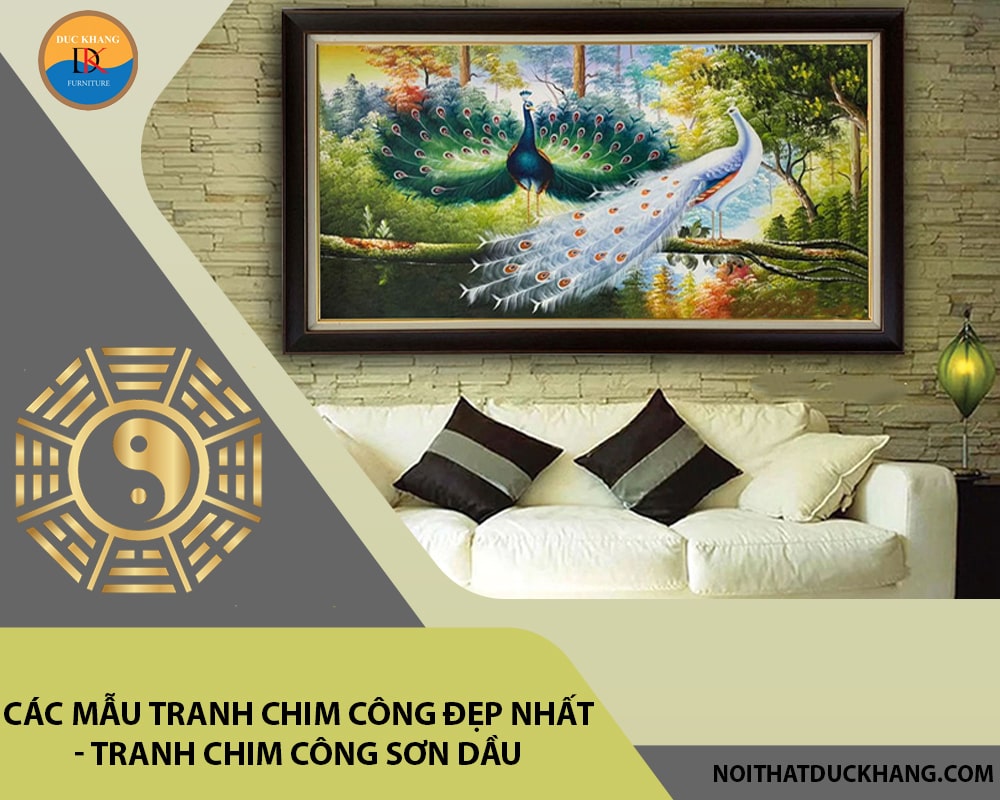 Tranh chim công sơn dầu