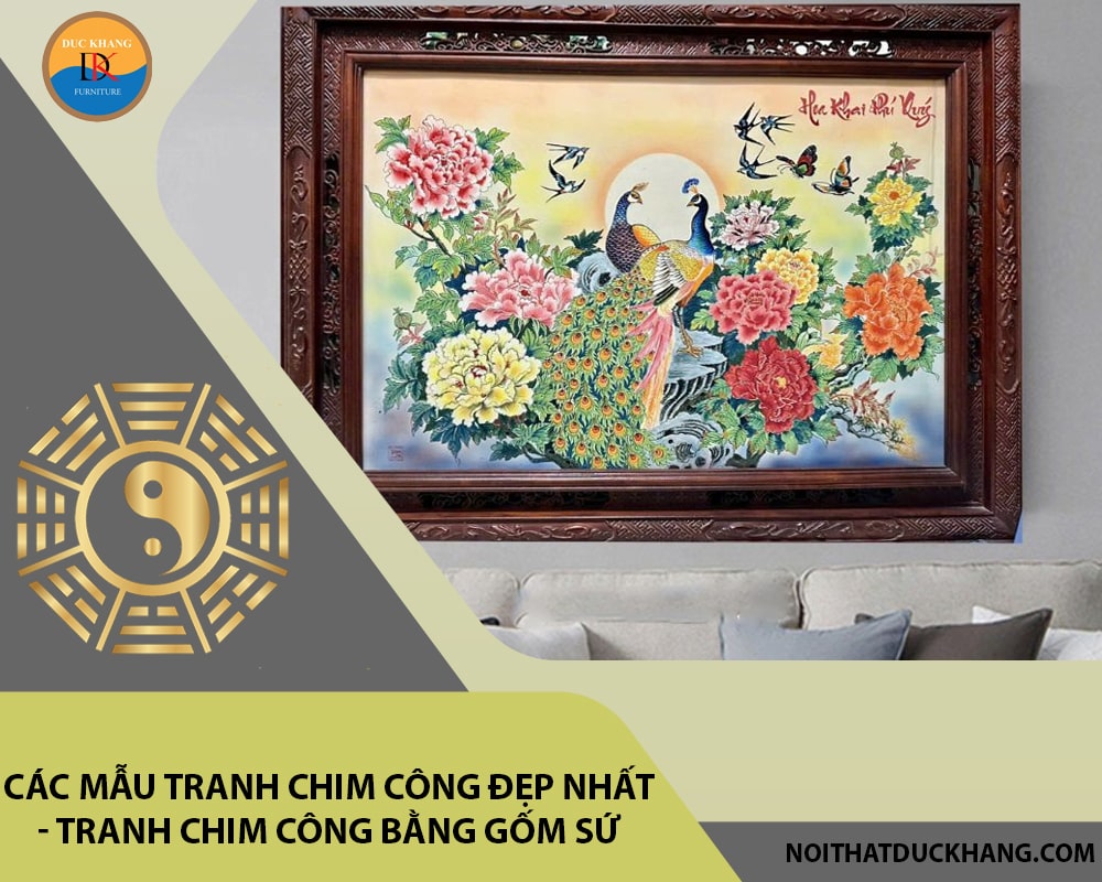 Tranh chim công bằng gốm sứ