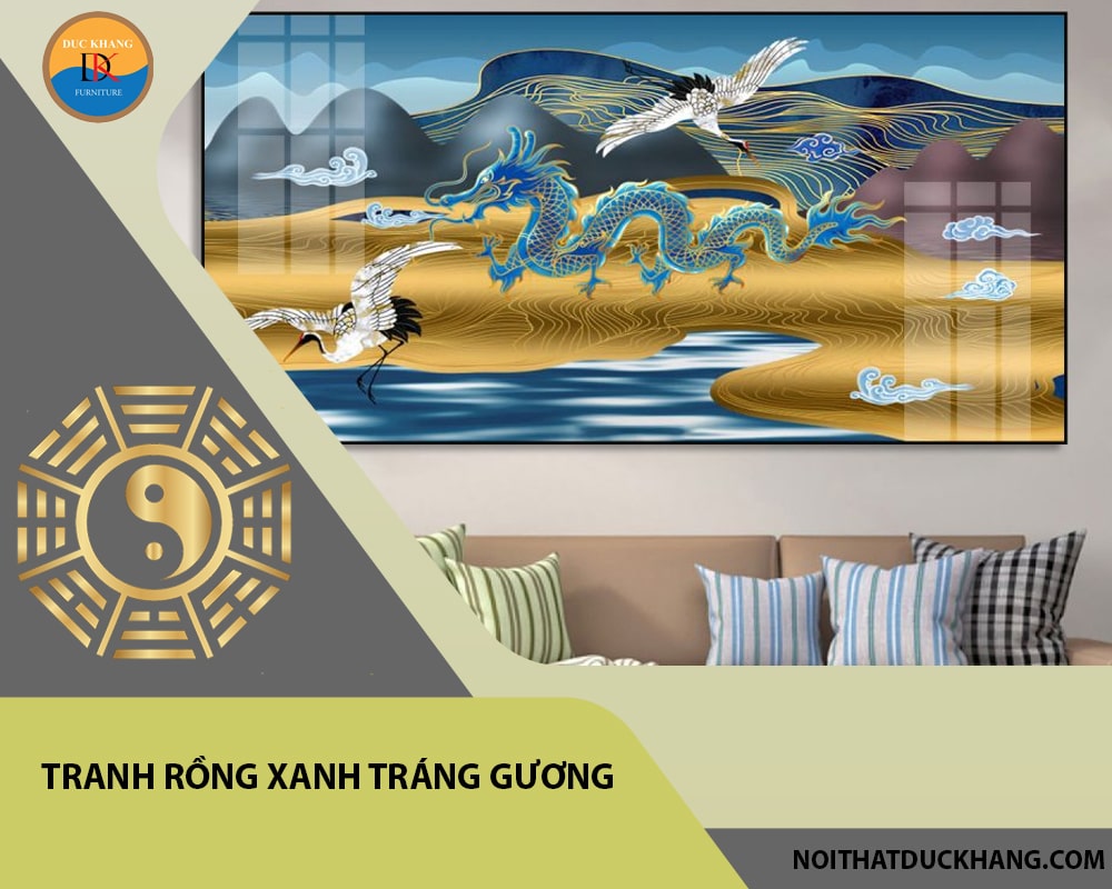 Tranh rồng xanh tráng gương